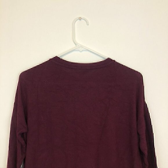 BANANA REPUBLIC Long Sleeve Ruffle Hem Top Burgundy Maroon Wine Red Blouse XS - Picture 9 of 10